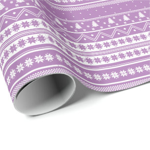 Papel De Regalo Patrón De Navidades Nórdicos Pastel Lilac Y Blanco