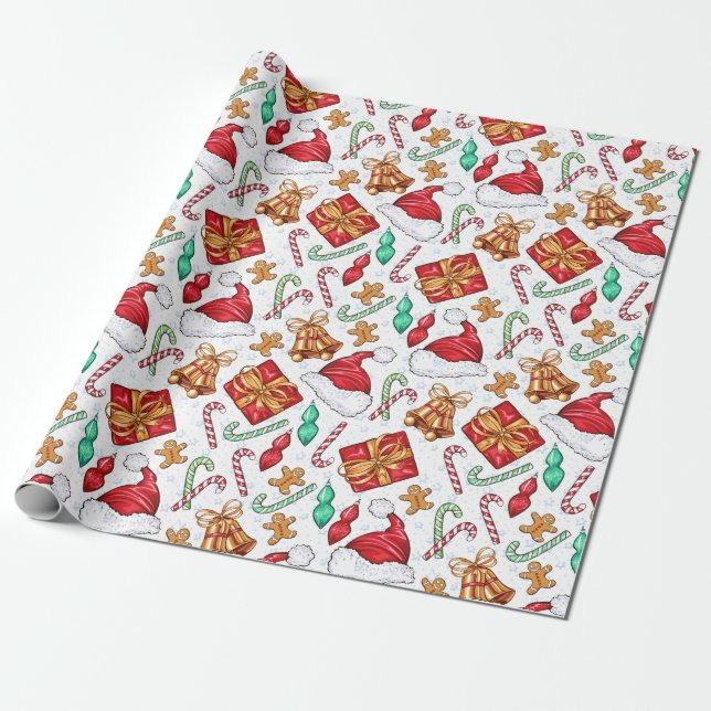 Papel De Regalo Patrón de Navidades personalizados (Desenrollado)