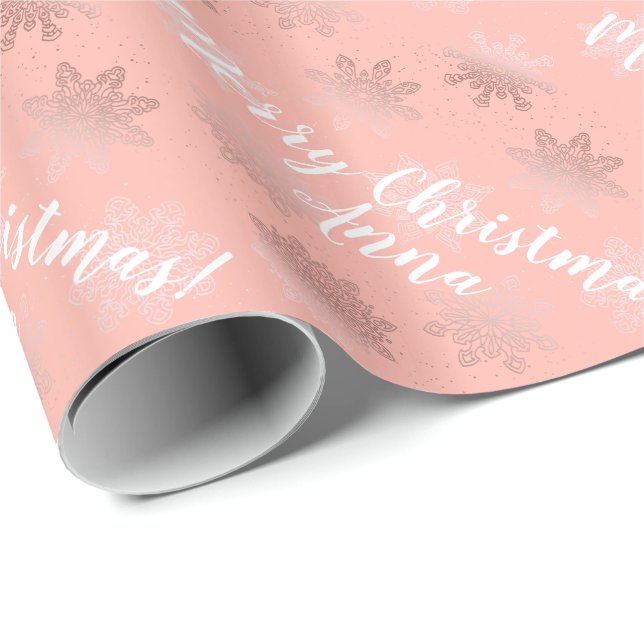 Papel De Regalo Patrón de Navidades personalizados de oro Rosa (Esquina del rollo)