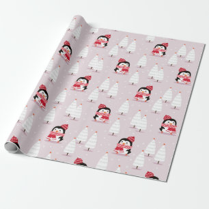 Papel De Regalo Patrón de Navidades pingüinos