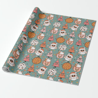 Papel De Regalo Patrón de Navidades retro curados