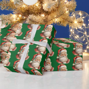 Papel De Regalo Patrón de Navidades retro Santa Claus