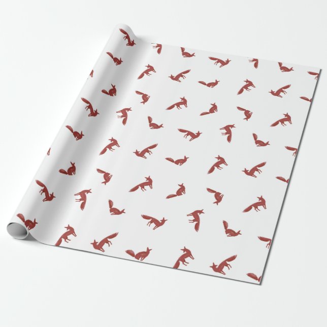 Papel De Regalo Patrón De navidades Rojos En Nieve De Invierno (Desenrollado)
