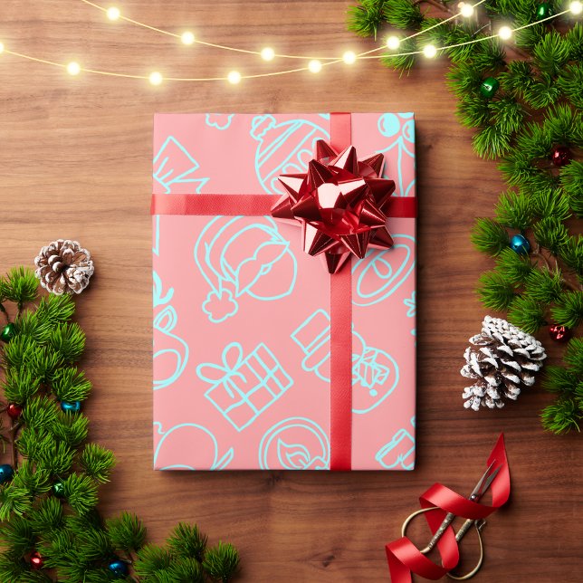 Papel De Regalo Patrón de Navidades rosa y azul abstracto moderno (Subido por el creador)