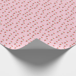 Papel De Regalo Patrón de Navidades rosados con Santa