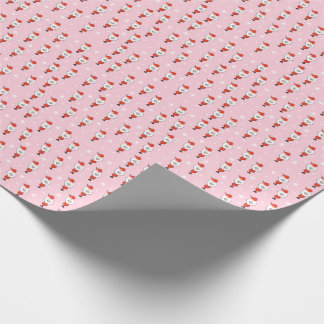 Papel De Regalo Patrón de Navidades rosados con Santa