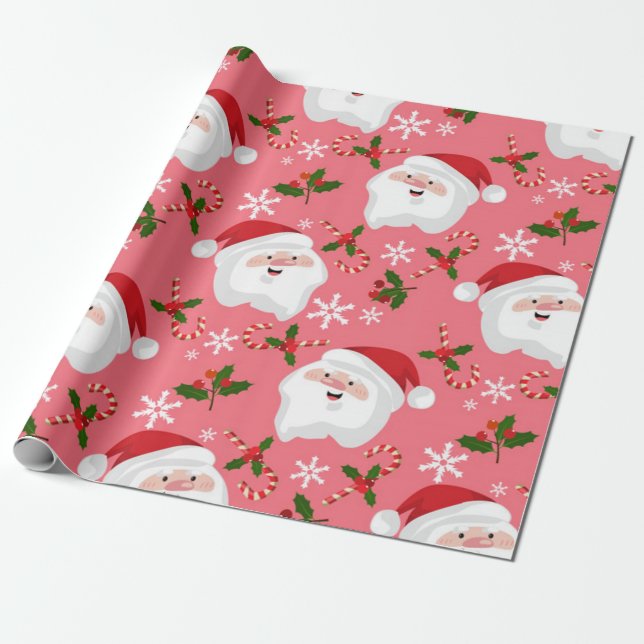 Papel De Regalo Patrón de Navidades Santa Cuta (Desenrollado)