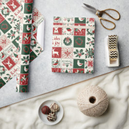 Papel De Regalo Patrón de navidades tradicionales Placa de vacacio