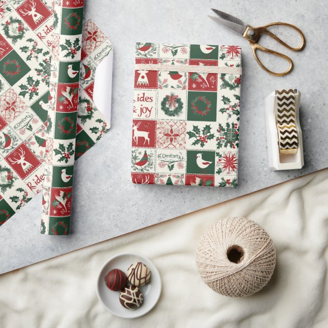 Papel De Regalo Patrón de navidades tradicionales Placa de vacacio (Artesanía)