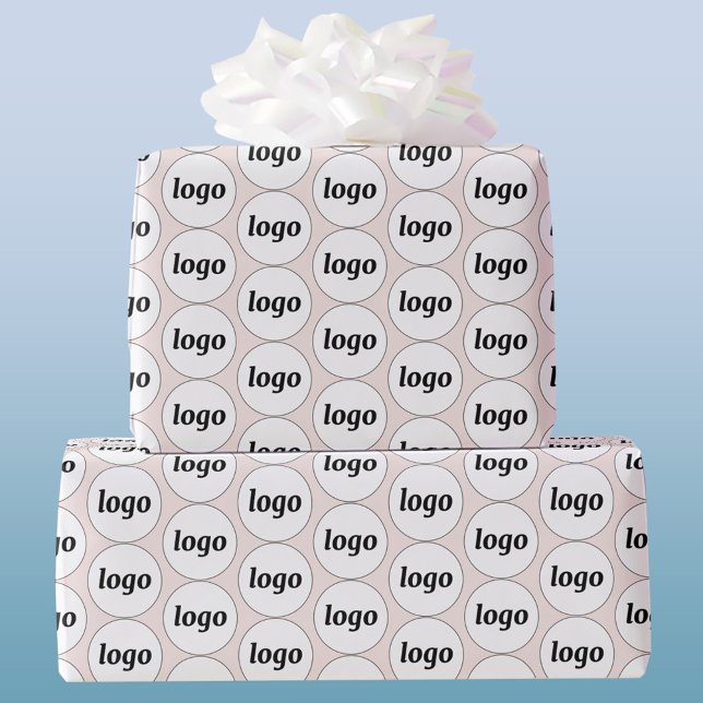 Papel De Regalo Patrón de Negocio de Logo Simple Rosa Claro (Logo and text custom business promotional blush pink packaging wrapping paper)