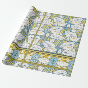Papel De Regalo Patrón de Nenúfar Art Nouveau Verde Salvia