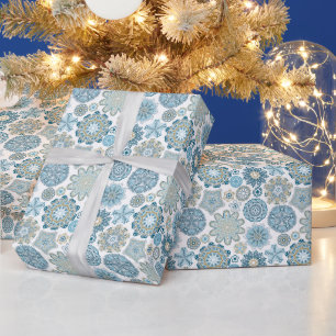 Papel De Regalo Patrón de nevadas de Mandala floral festiva