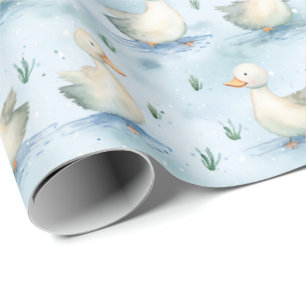 Papel De Regalo Patrón de niño bebé de estanque de patos adorable,