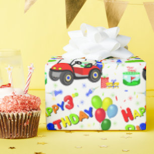 Papel De Regalo Patrón de niño de carrito de golf rojo para cumple