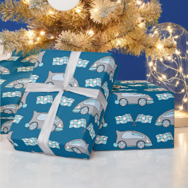 Papel De Regalo Patrón de niños azules con indicador de coche de C