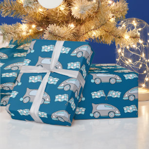 Papel De Regalo Patrón de niños azules con indicador de coche de C