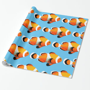 Papel De Regalo Patrón de niños divertidos con peces payasos