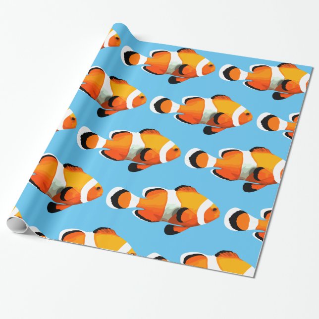 Papel De Regalo Patrón de niños divertidos con peces payasos (Desenrollado)