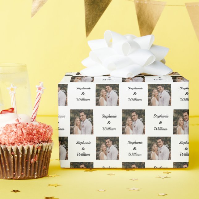 Papel De Regalo Patrón de nombre de foto personalizado (Fiesta de cumpleaños )