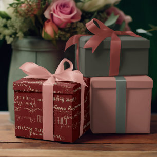 Papel De Regalo patrón de nombre manuscrito personalizado de vino 