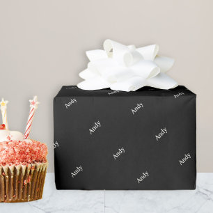 Papel De Regalo Patrón de nombre o palabra repetida en blanco y ne