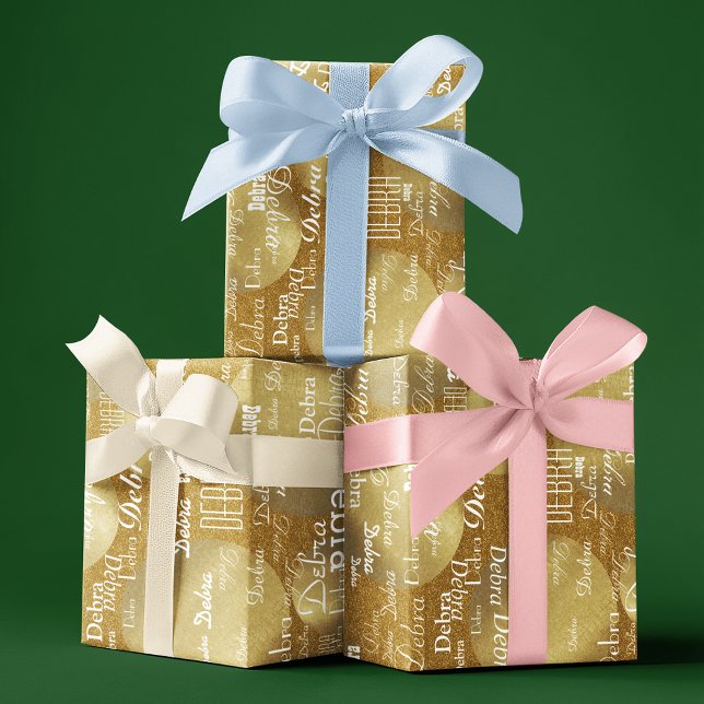 Papel De Regalo Patrón de nombre personalizado del Purpurina Dorad (Subido por el creador)