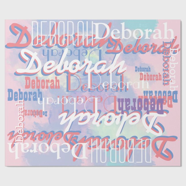 Papel De Regalo patrón de nombre rosa personalizado (Superficie plana)