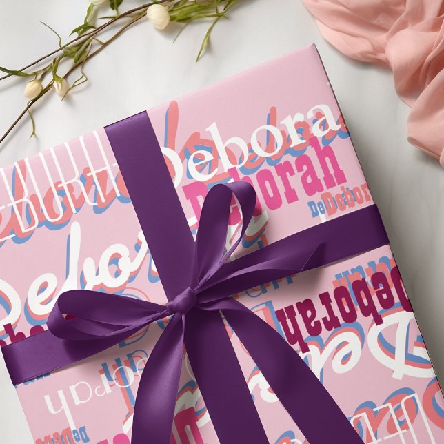 Papel De Regalo patrón de nombres de chicas rosados personalizados (Subido por el creador)
