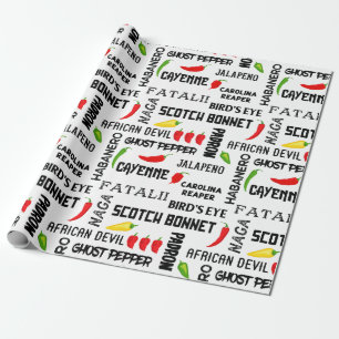 Papel De Regalo Patrón de nombres de Pepper Chili   Cocina jamaiqu