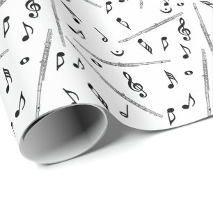 Papel De Regalo Patrón de notas de música de flauta