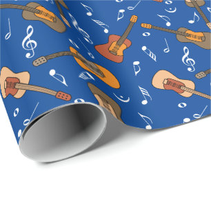Papel De Regalo Patrón de notas de música guitarra