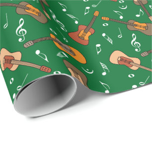 Papel De Regalo Patrón de notas de música guitarra