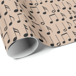 Papel De Regalo Patrón de notas de música negra