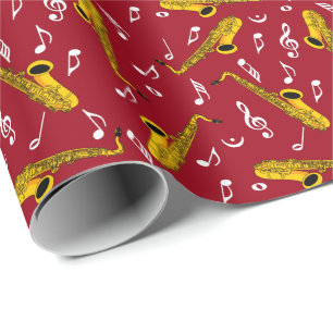 Papel De Regalo Patrón de notas de música saxofónica