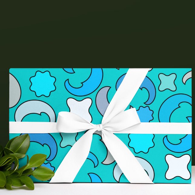 Papel De Regalo Patrón de nubes de la luna azul (half moon pattern birthday packing gift wrap,gift wrapping paper,return gift wrap paper,paper gift)