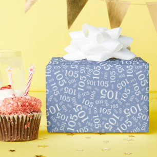 Papel De Regalo Patrón de número aleatorio azul/blanco del 105 cum