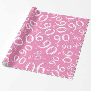Papel De Regalo Patrón de número aleatorio blanco y rosado de cu