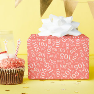 Papel De Regalo Patrón de número aleatorio coral/blanco cumpleaños