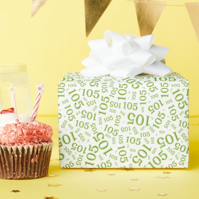 Papel De Regalo Patrón de número aleatorio verde/blanco cumpleaños (Fiesta de cumpleaños )