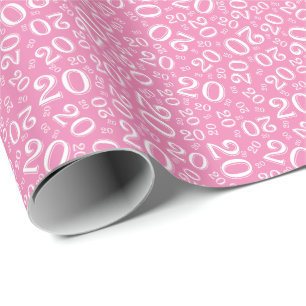 Papel De Regalo Patrón de número blanco y rosado 20 de cumpleañ