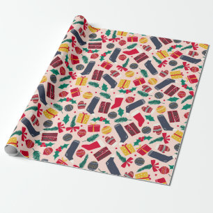 Papel De Regalo Patrón de Objetos de Navidad