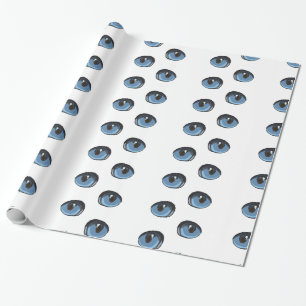 Papel De Regalo Patrón de ojos de gato azul