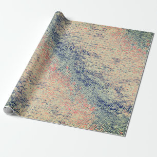 PAPEL DE REGALO PATRÓN DE OLA JAPONÉS BLUS Y PINKS