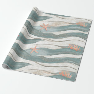 Papel De Regalo Patrón de Olas de Playa de Verano