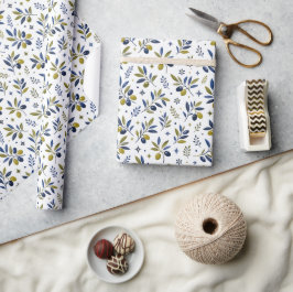 Papel De Regalo Patrón de olivo de estilo francés en verde salvia 