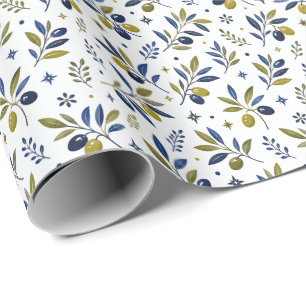 Papel De Regalo Patrón de olivo de estilo francés en verde salvia 