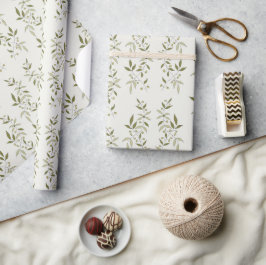 Papel De Regalo Patrón de olivo de estilo francés en verde salvia 