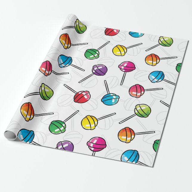 Papel De Regalo Patrón de ollipops coloridos (Desenrollado)