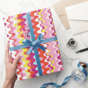 Papel De Regalo Patrón de onda abstracta de color rosa oscuro