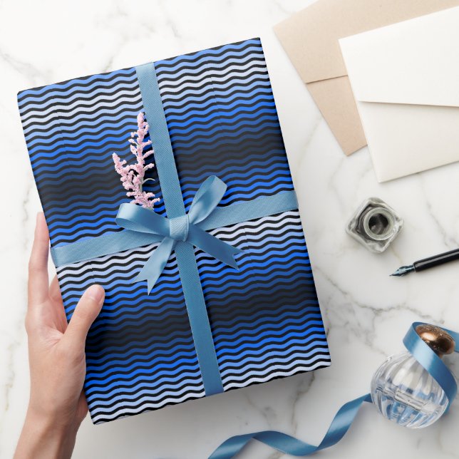 Papel De Regalo Patrón de ondas -01 BG negro (Regalar)